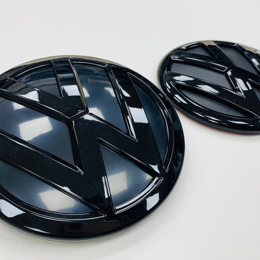 VW CADDY GLOSS BLACK FRONT & REAR BADGES 15 ONWARDS