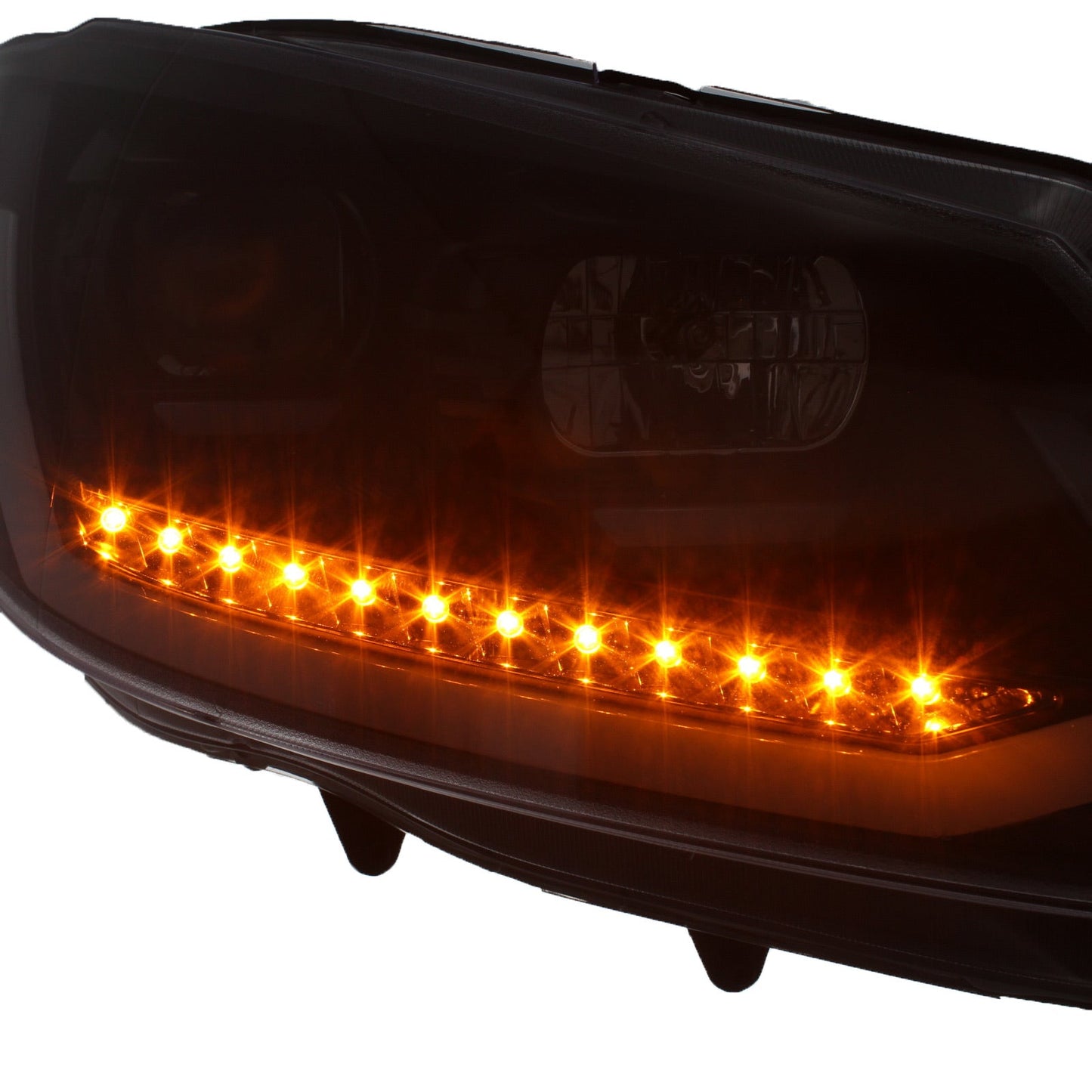VW Caddy MK3 DRL headlights with dynamic indicators 10-15 (Includes LED dipped & main beam bulbs)